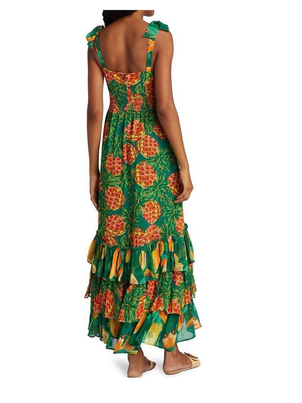Pineapple Galore Smocked Waist Maxi Dress by Farm Rio Medium Like New - Picture 2 of 5